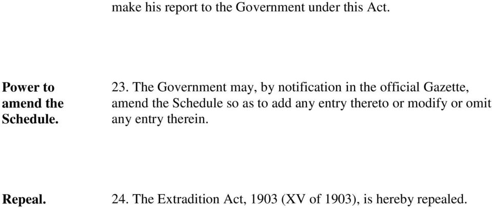 The Government may, by notification in the official Gazette, amend the