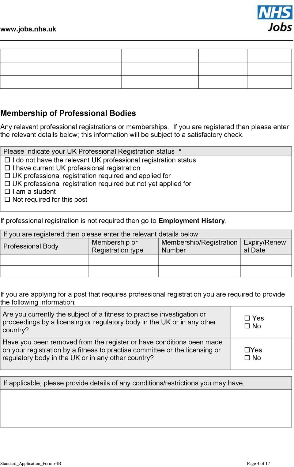 Please indicate your UK Professional Registration status * I do not have the relevant UK professional registration status I have current UK professional registration UK professional registration