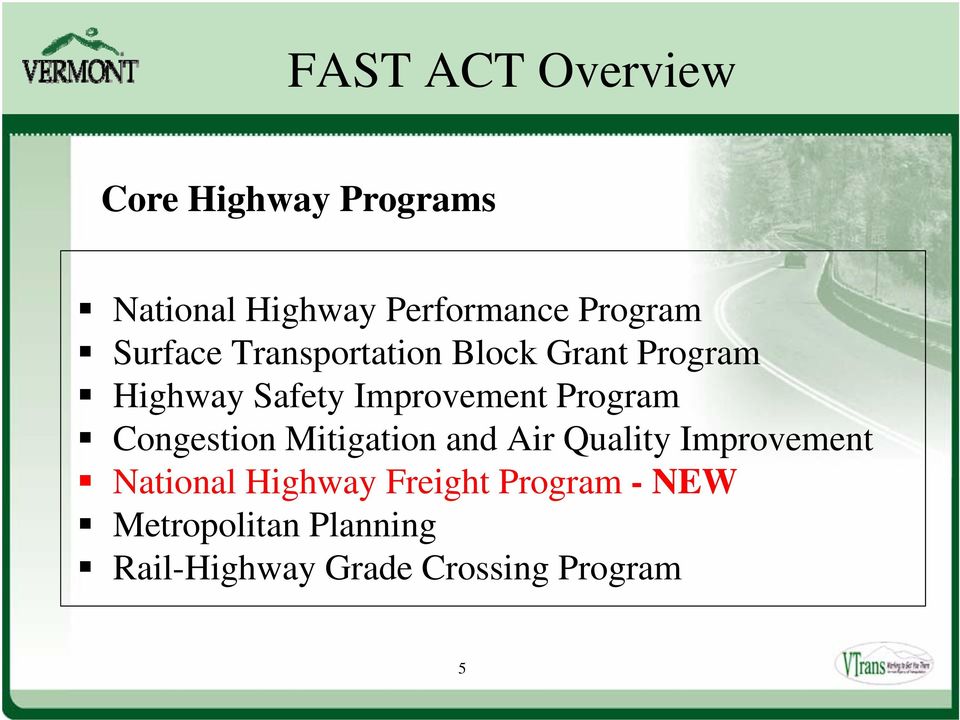 Congestion Mitigation and Air Quality Improvement National Highway