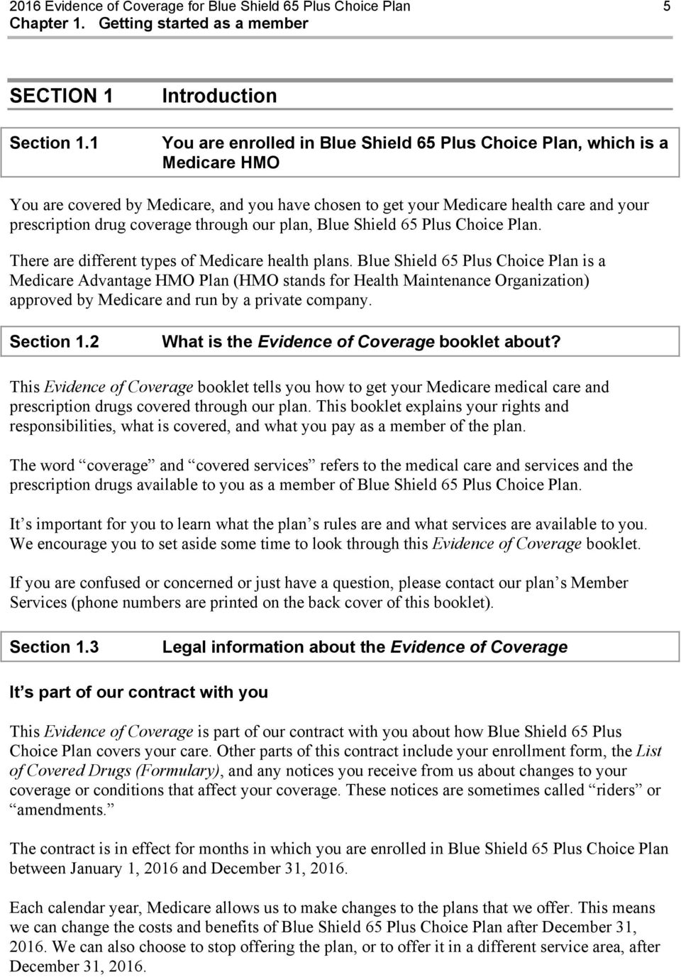 drug coverage through our plan, Blue Shield 65 Plus Choice Plan. There are different types of Medicare health plans.