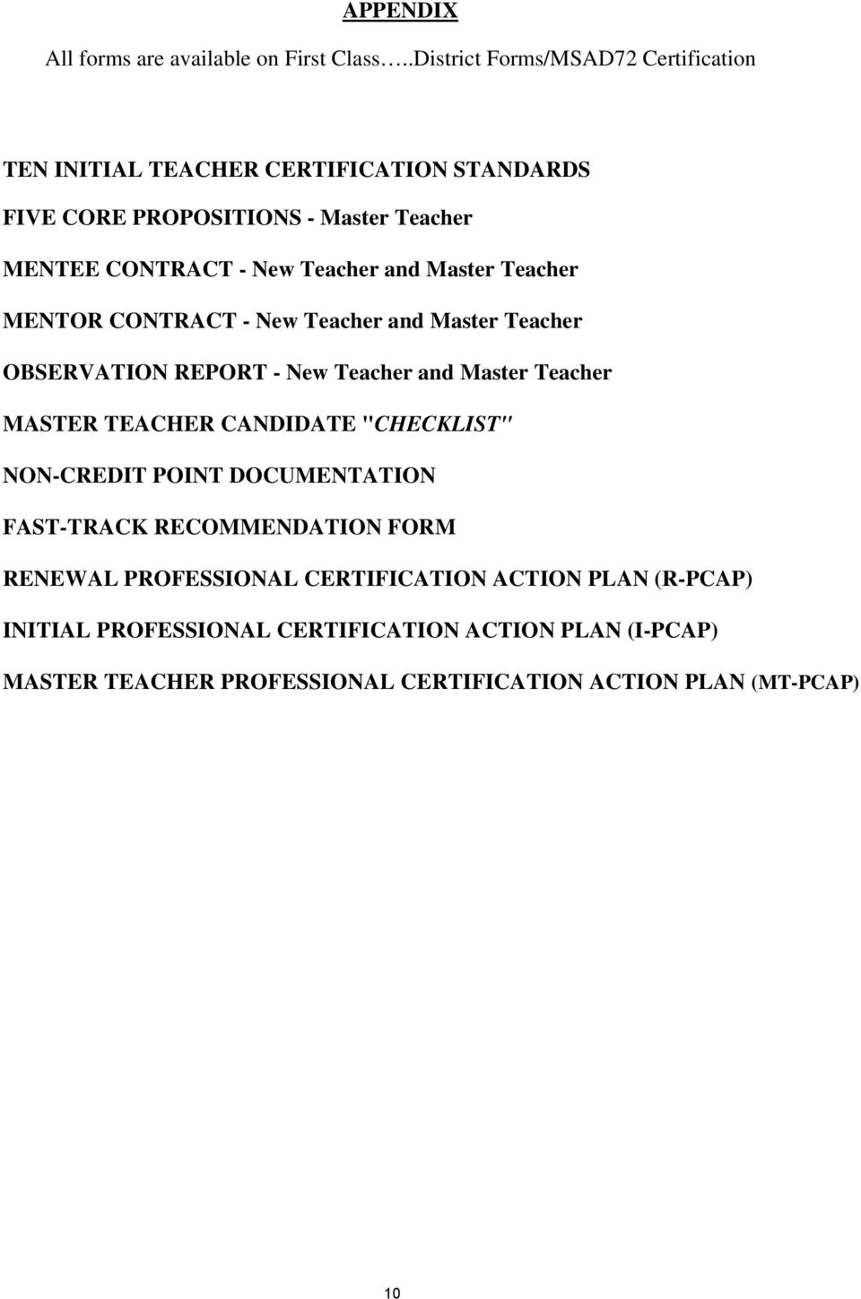 Teacher and Master Teacher MENTOR CONTRACT - New Teacher and Master Teacher OBSERVATION REPORT - New Teacher and Master Teacher MASTER TEACHER
