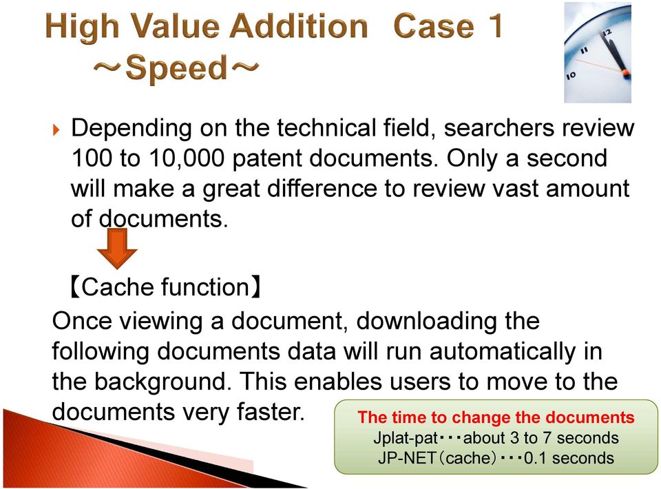 Cache function Once viewing a document, downloading the following documents data will run automatically in