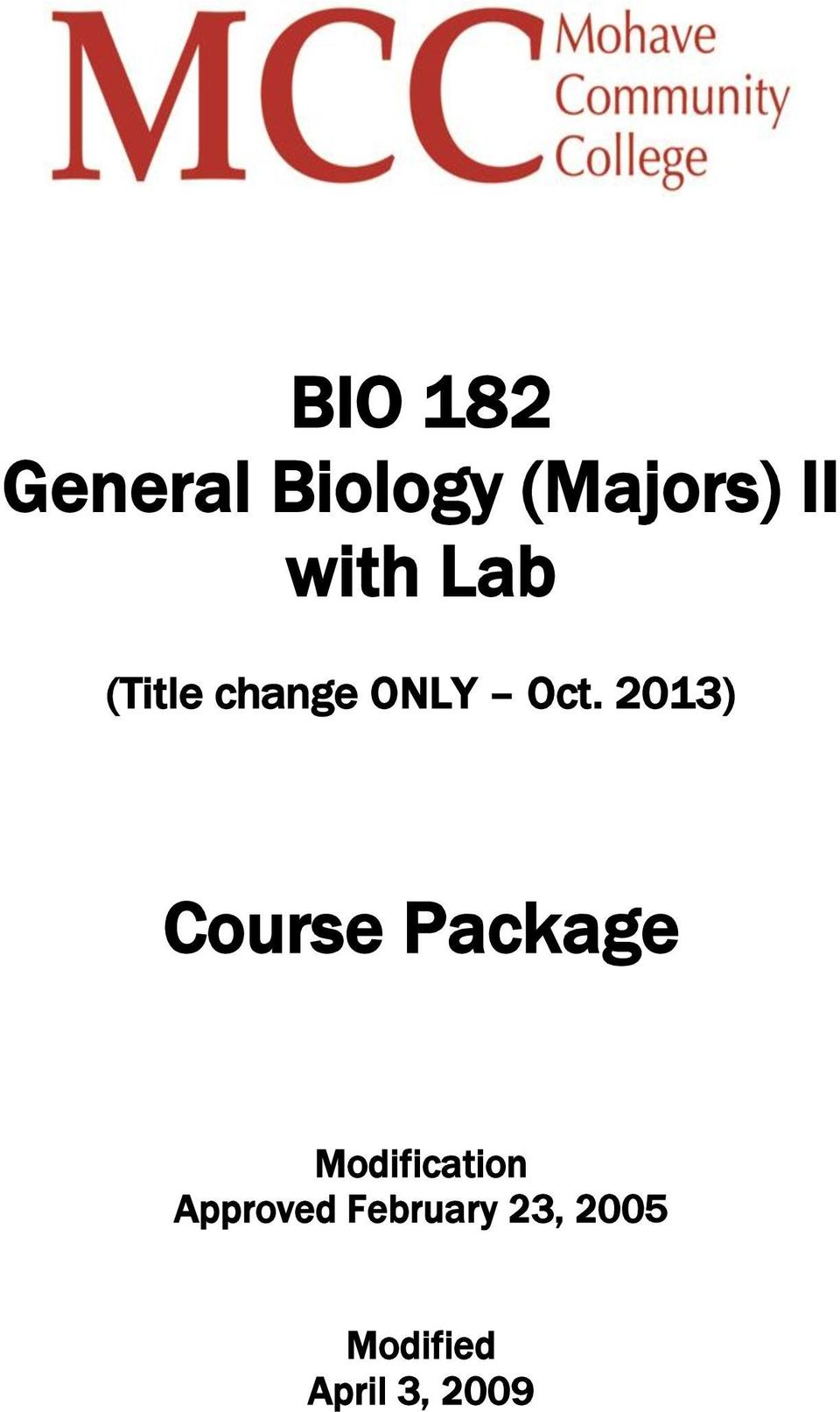 2013) Course Package Modification