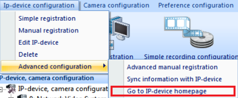 4) Or Select directly Sync information with IP-Device at the Advaced configuration from Ip-device configuration menu on on the left side bottom sub part.