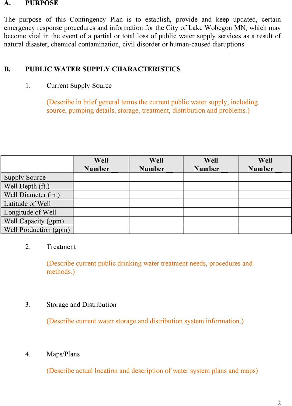 PUBLIC WATER SUPPLY CHARACTERISTICS 1.