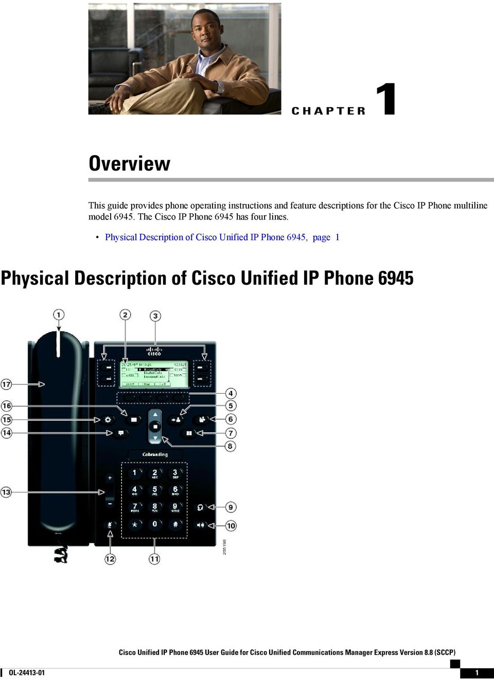 The Cisco IP Phone 6945 has four lines.