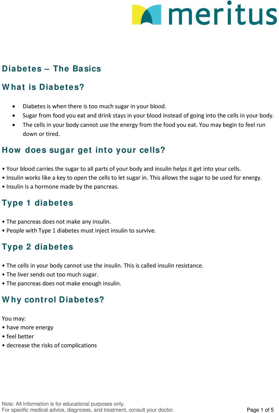 Your blood carries the sugar to all parts of your body and insulin helps it get into your cells. Insulin works like a key to open the cells to let sugar in.