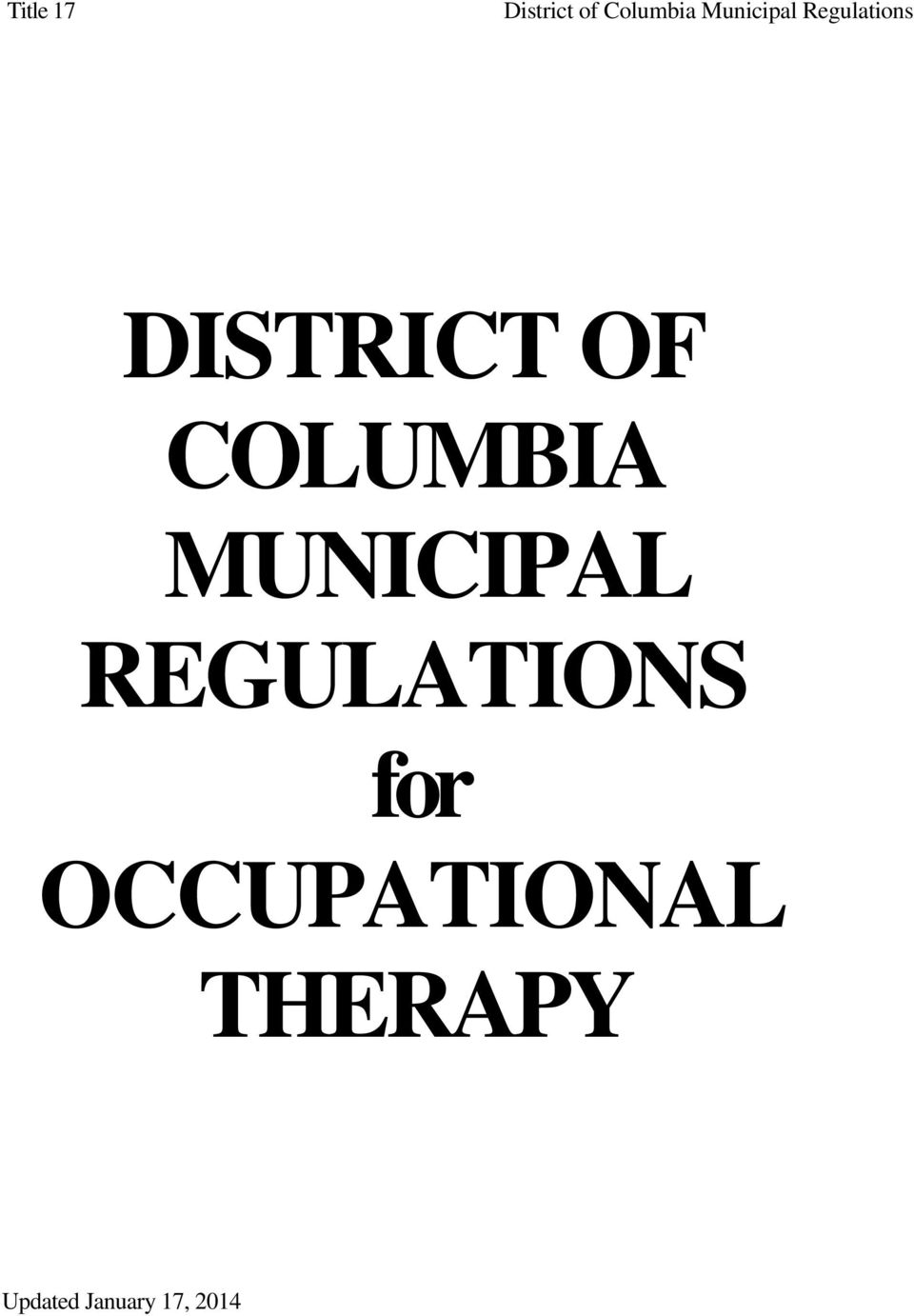 OCCUPATIONAL THERAPY Updated