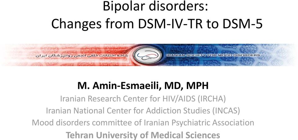 Iranian National Center for Addiction Studies (INCAS) Mood disorders
