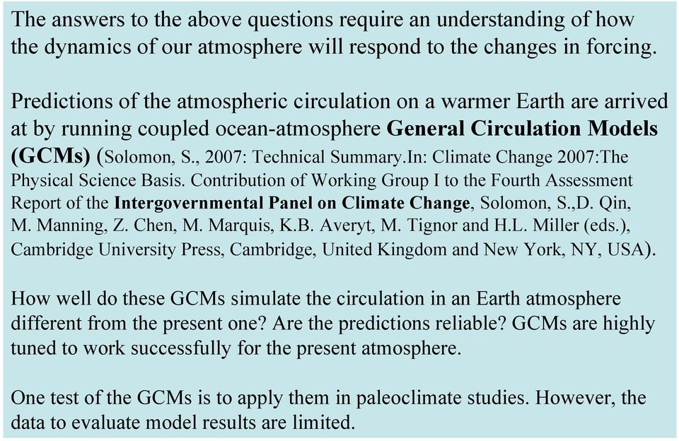 In: Climate Change 2007:The Physical Science Basis. Contribution of Working Group I to the Fourth Assessment Report of the Intergovernmental Panel on Climate Change, Solomon, S.,D. Qin, M. Manning, Z.