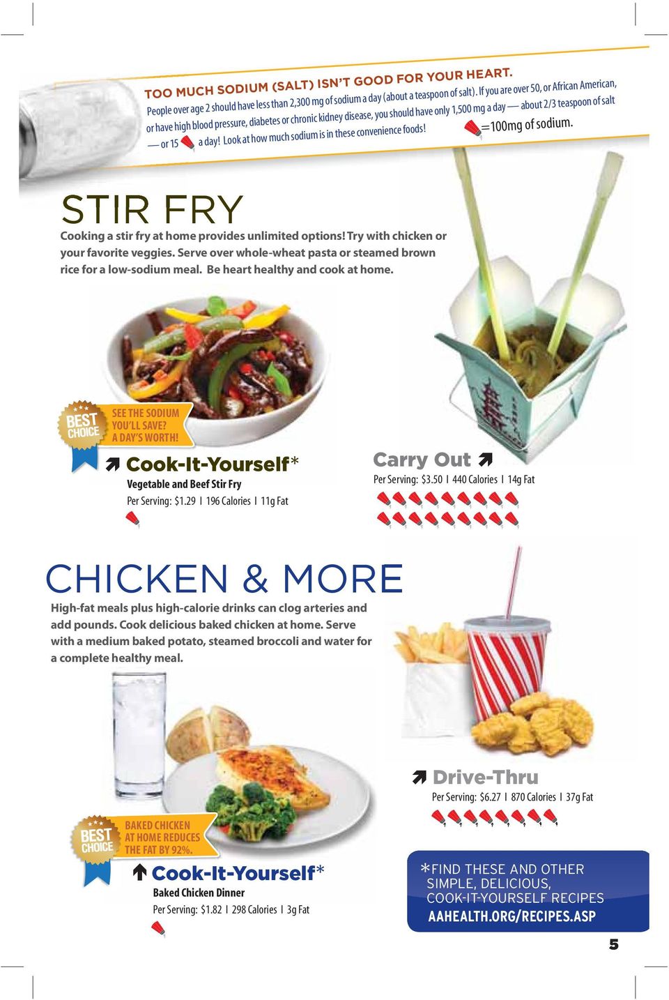 Look at how much sodium is in these convenience foods! =100mg of sodium. STIR FRY Cooking a stir fry at home provides unlimited options! Try with chicken or your favorite veggies.