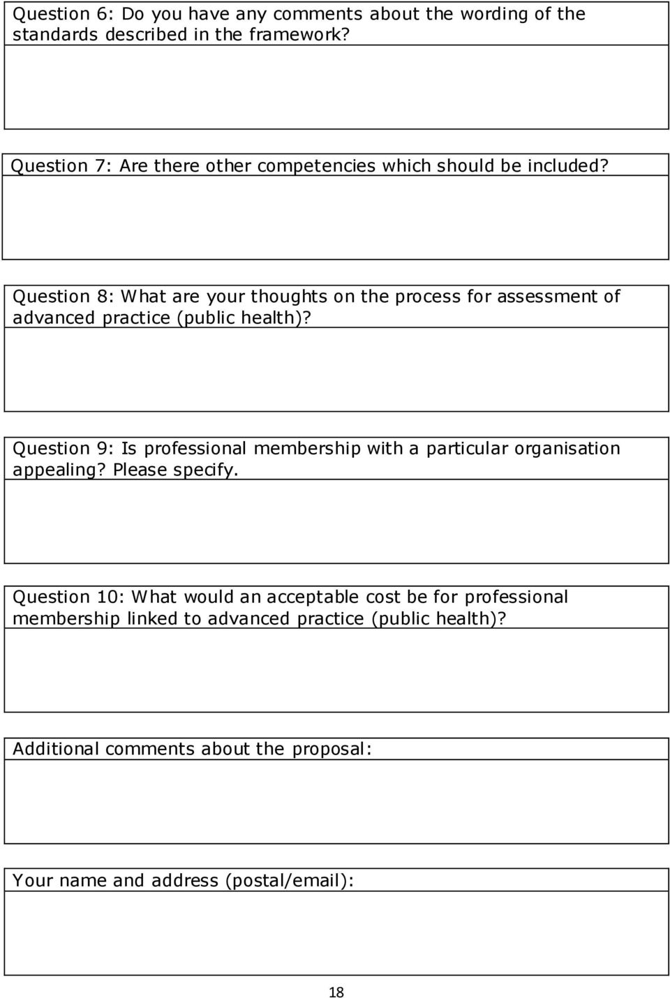 Question 8: What are your thoughts on the process for assessment of advanced practice (public health)?