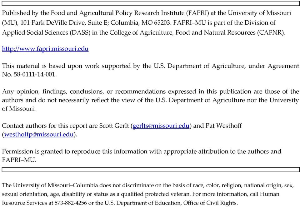 edu This material is based upon work supported by the U.S. Department of Agriculture, under Agreement No. 58 0111 14 001.