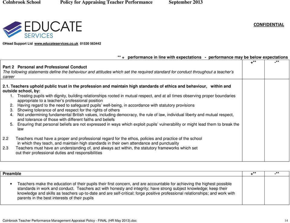attitudes which set the required standard for conduct throughout a teacher s career 2.1.