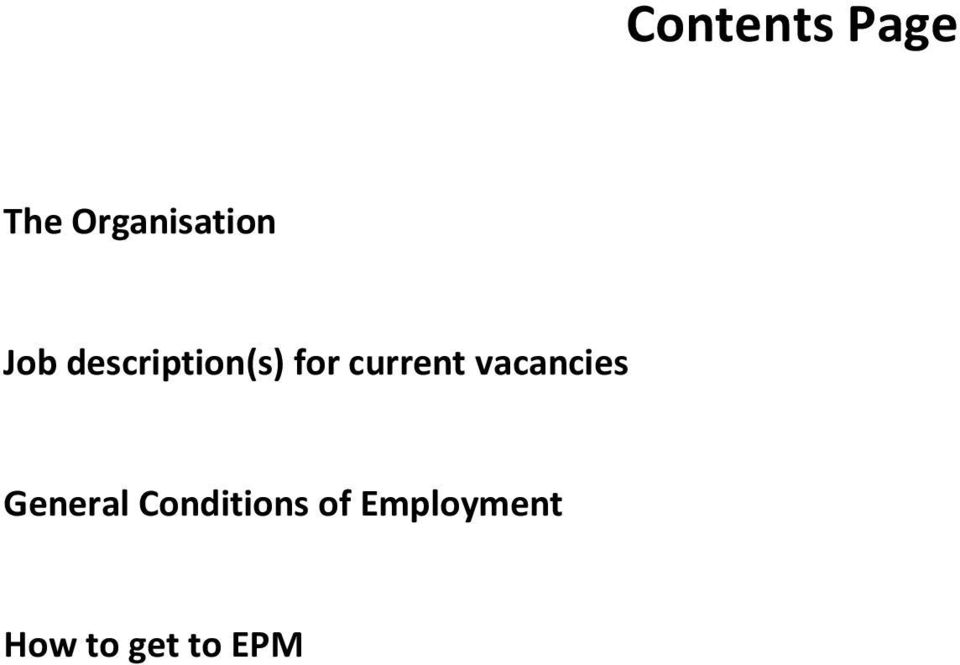 vacancies General Conditions