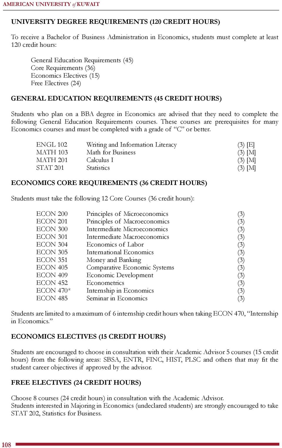 are advised that they need to complete the following General Education Requirements courses.
