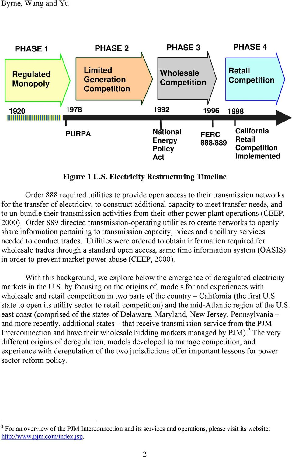 Electricity Restructuring Timeline Order 888 required utilities to provide open access to their transmission networks for the transfer of electricity, to construct additional capacity to meet