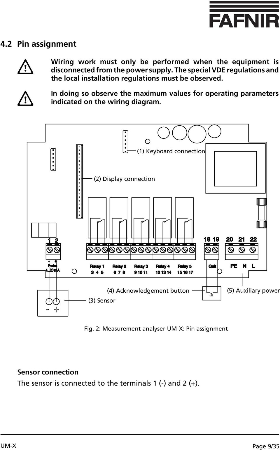 In doing so observe the maximum values for operating parameters indicated on the wiring diagram.