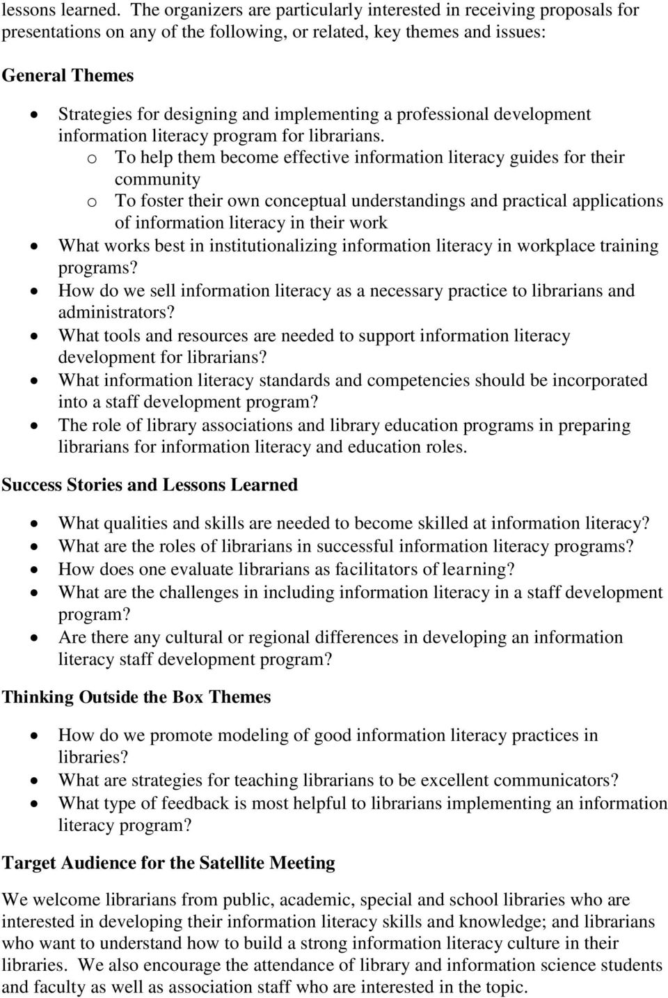 implementing a professional development information literacy program for librarians.
