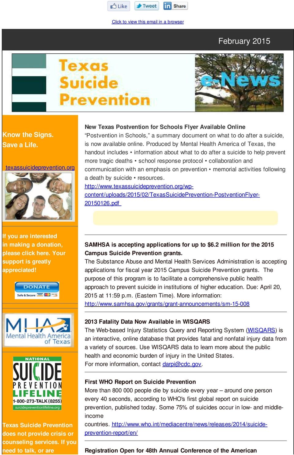 Produced by Mental Health America of Texas, the handout includes information about what to do after a suicide to help prevent more tragic deaths school response protocol collaboration and