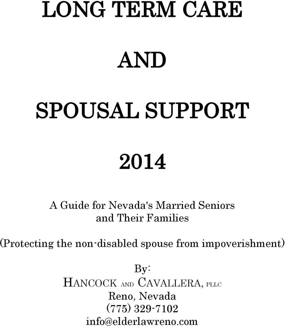 the non-disabled spouse from impoverishment) By: HANCOCK