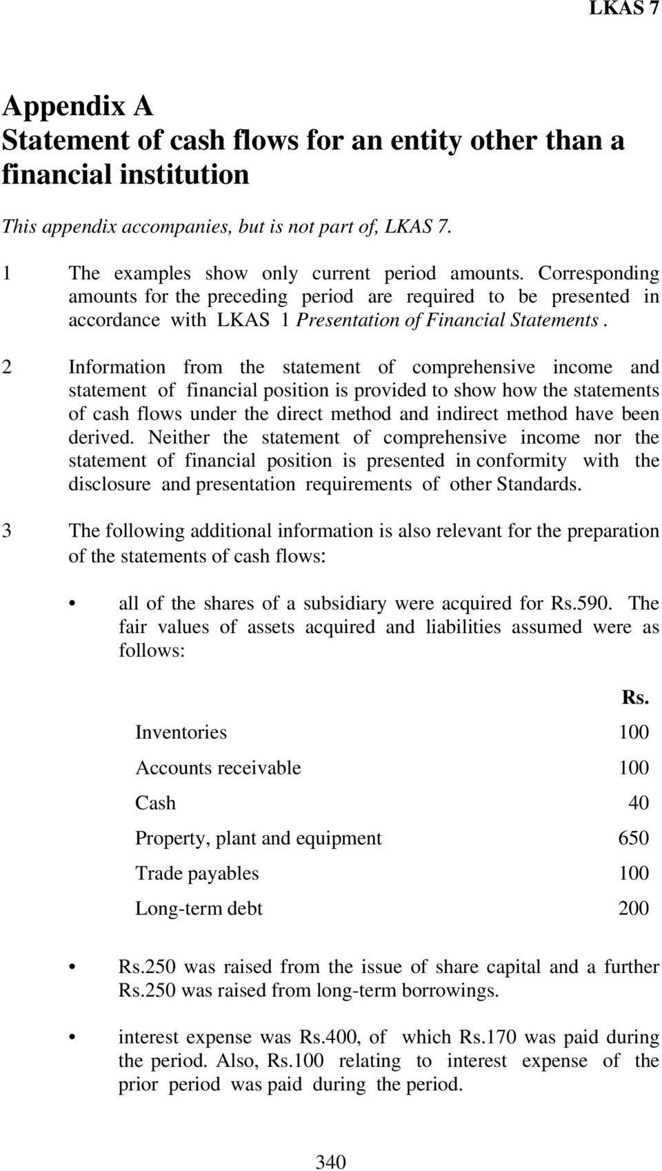 2 Information from the statement of comprehensive income and statement of financial position is provided to show how the statements of cash flows under the direct method and indirect method have been