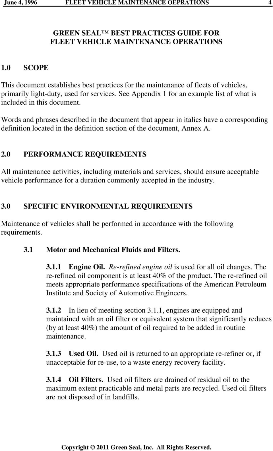 See Appendix 1 for an example list of what is included in this document.