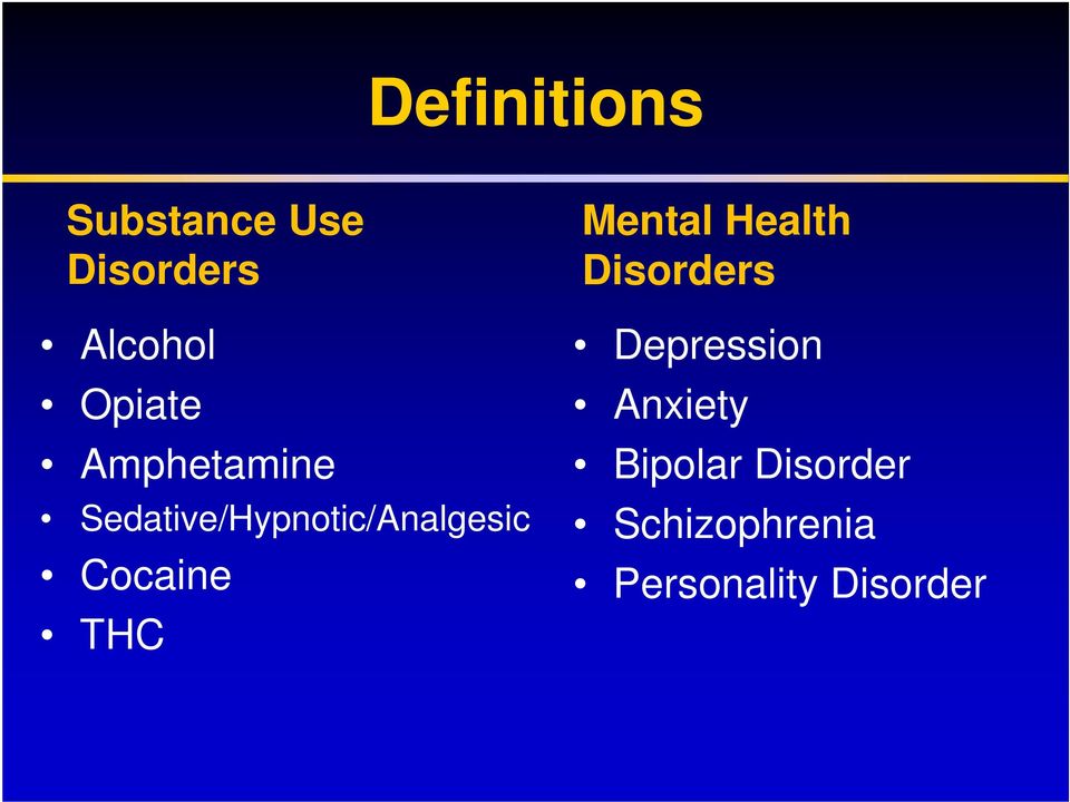 Cocaine THC Mental Health Disorders Depression