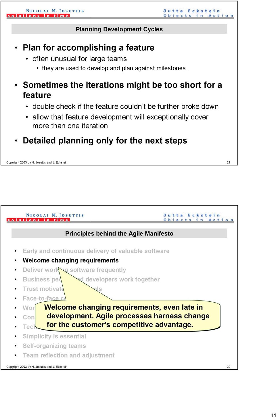 Detailed planning only for the next steps Copyright 2003 by N. Josuttis and J.