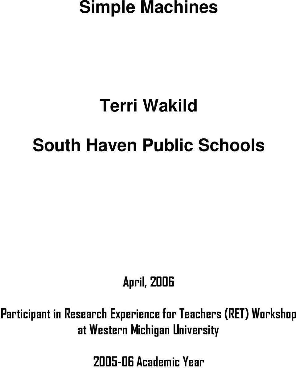 Research Experience for Teachers (RET)