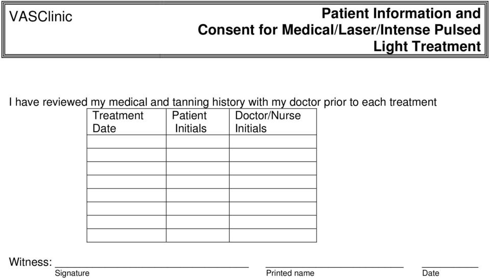 treatment Treatment Date Patient Initials