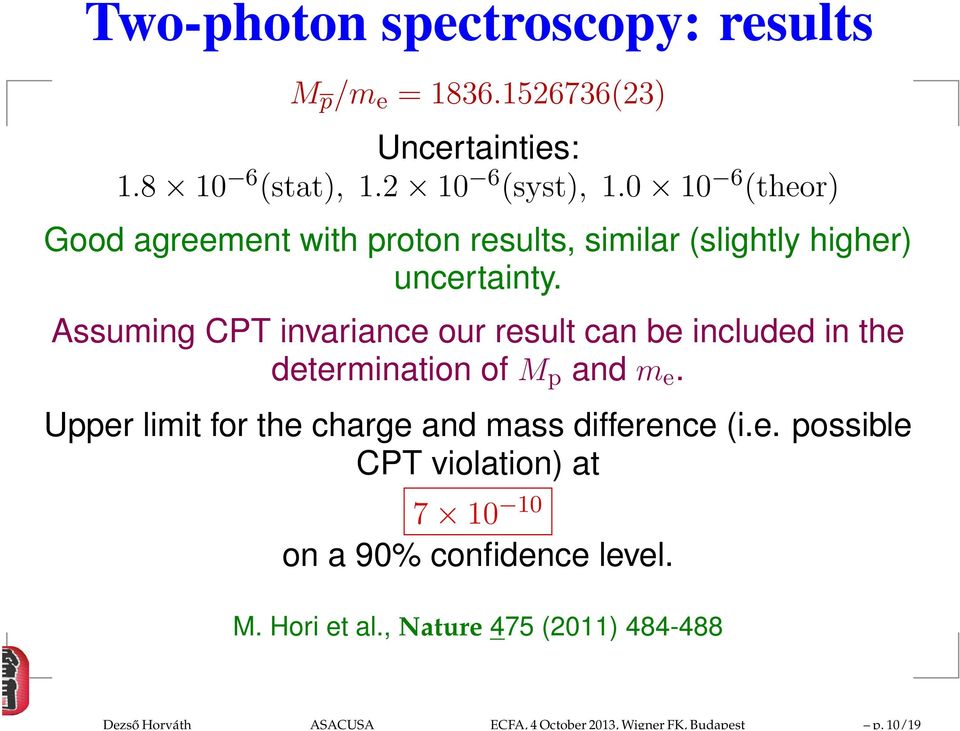 0 10 6 (theor) Good agreement with proton results, similar (slightly higher) uncertainty.