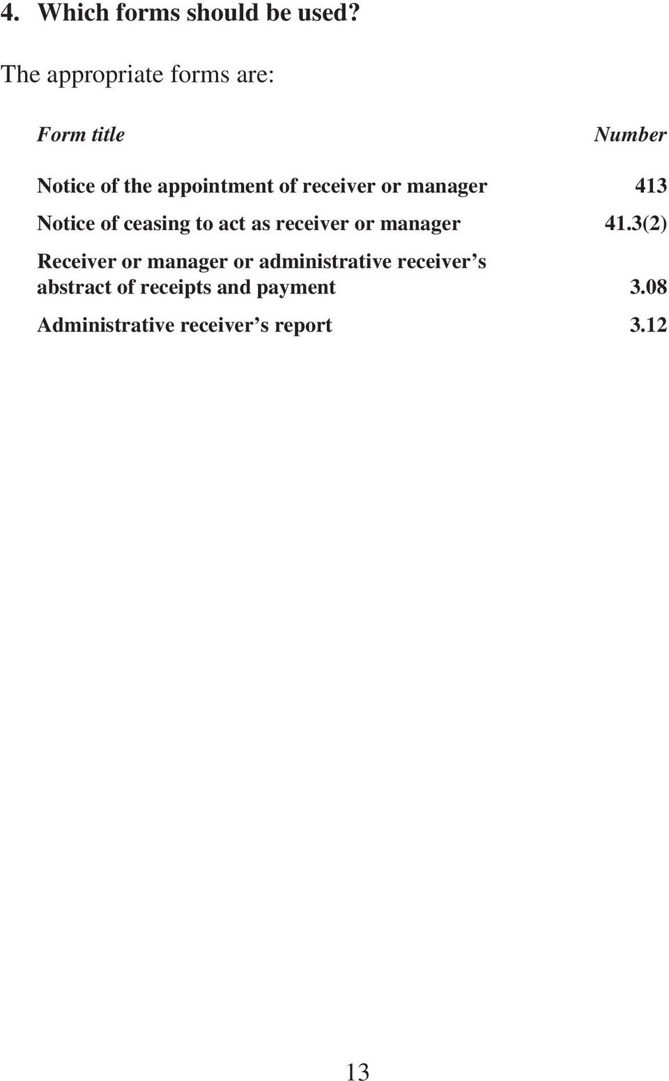 receiver or manager 413 Notice of ceasing to act as receiver or manager 41.