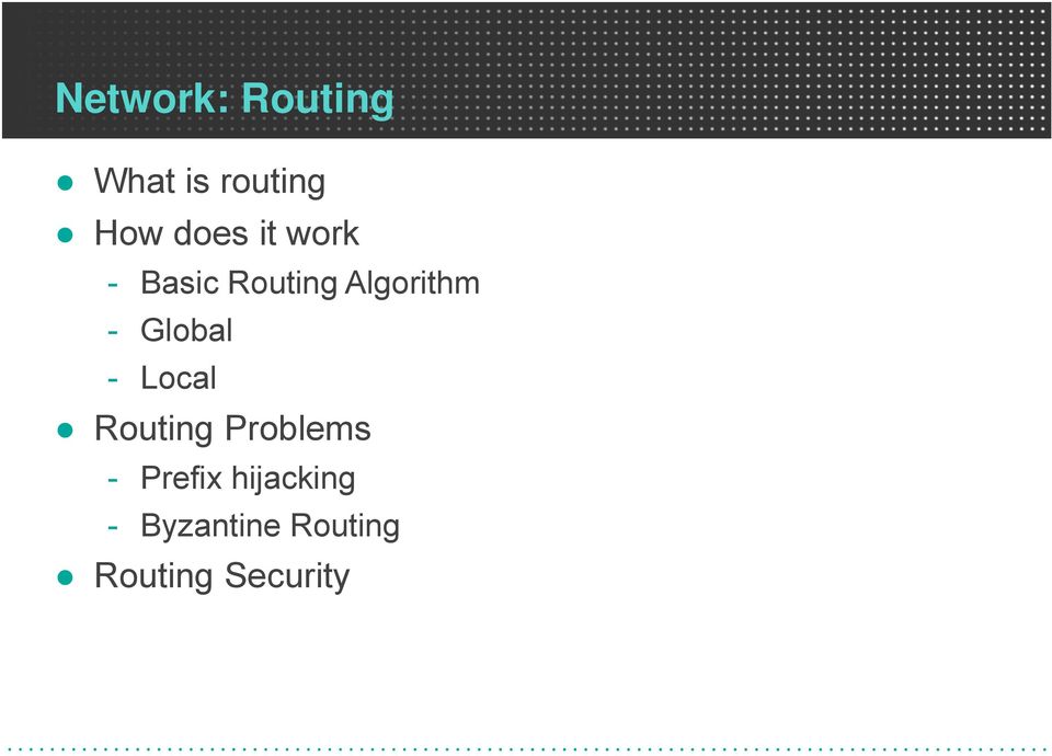 Global - Local Routing Problems - Prefix