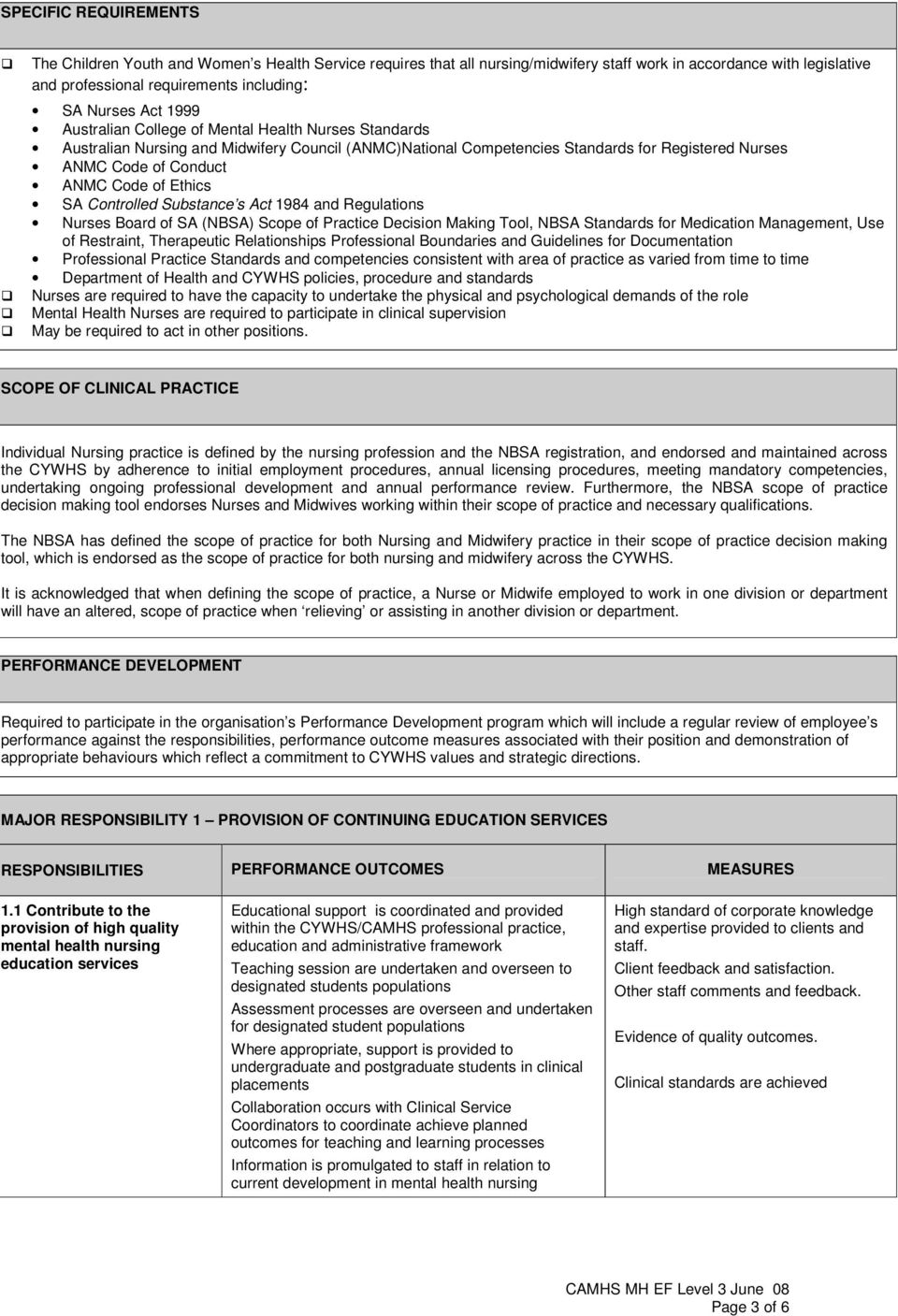 Ethics SA Controlled Substance s Act 1984 and Regulations Nurses Board of SA (NBSA) Scope of Practice Decision Making Tool, NBSA Standards for Medication Management, Use of Restraint, Therapeutic
