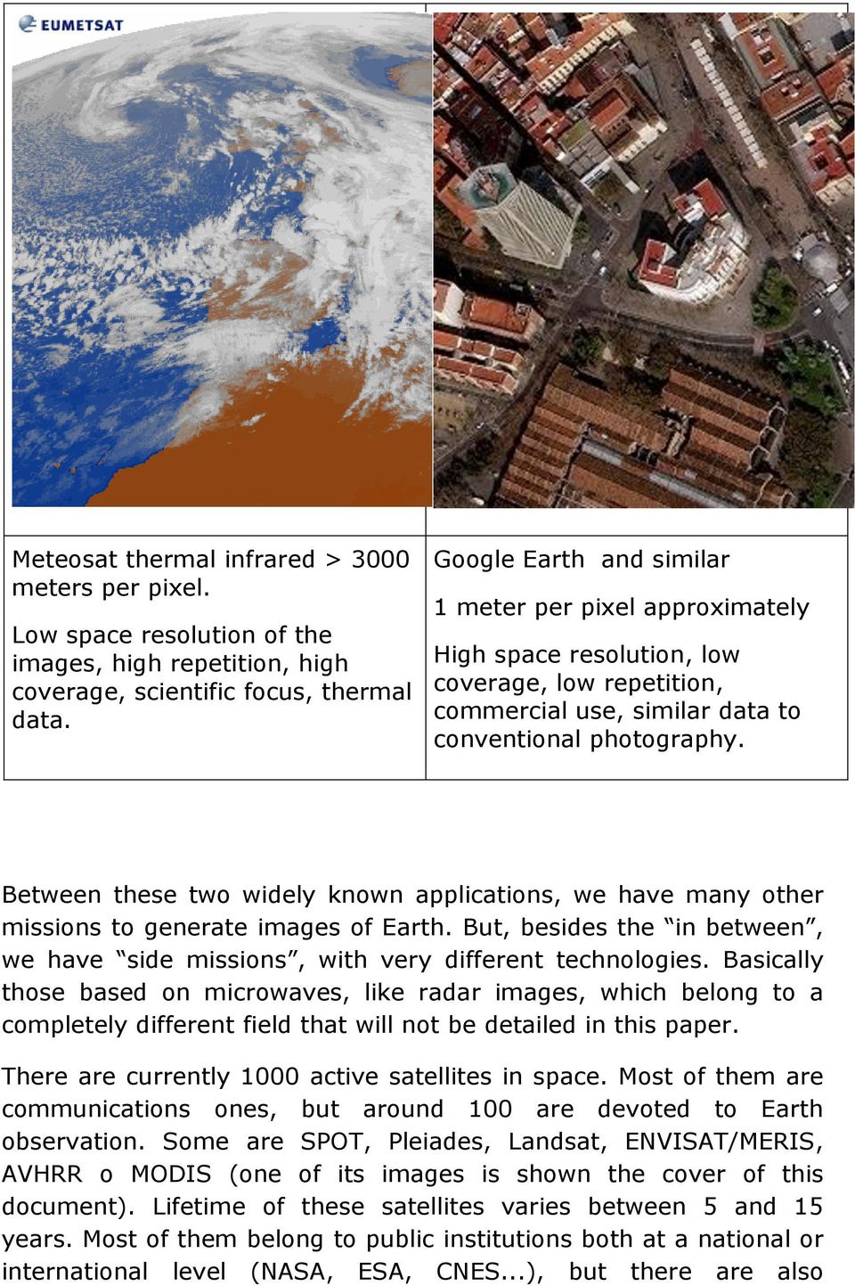 Between these two widely known applications, we have many other missions to generate images of Earth. But, besides the in between, we have side missions, with very different technologies.