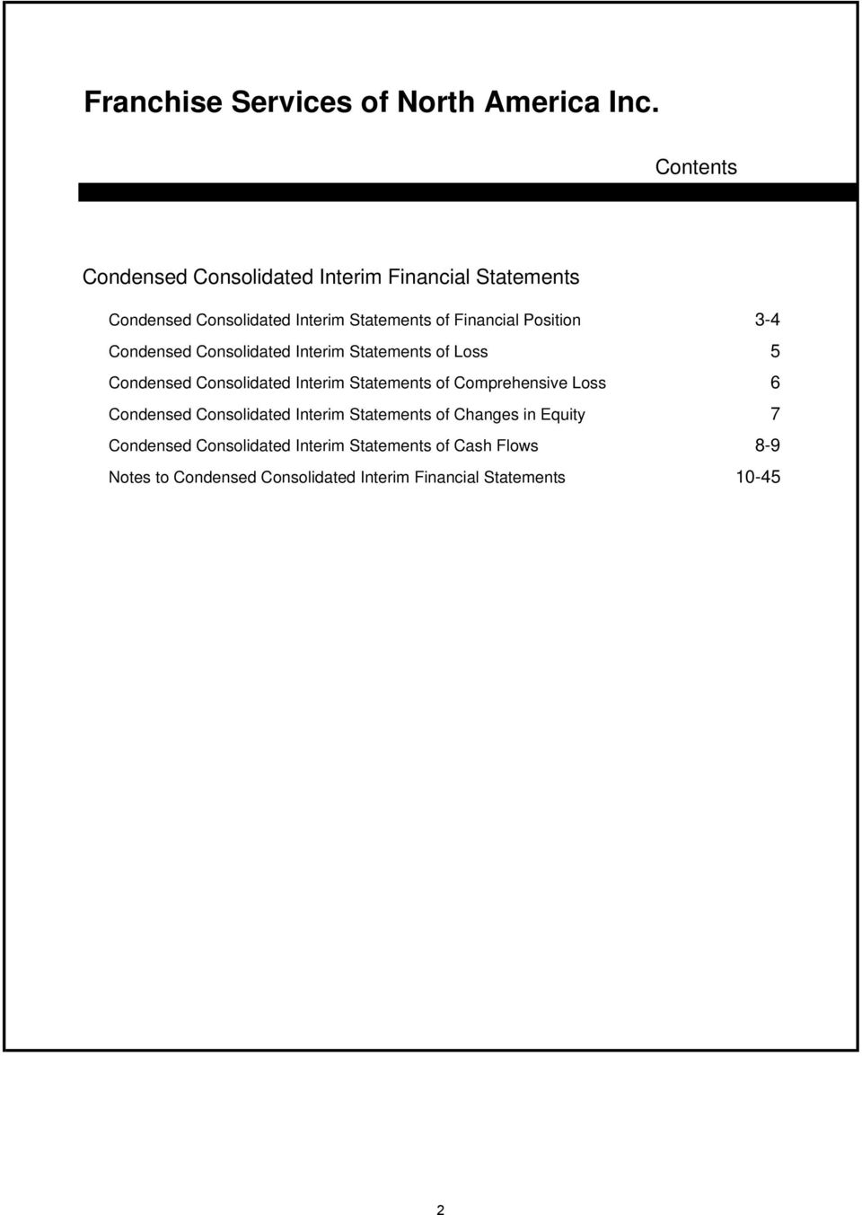 Condensed Consolidated Interim Statements of Comprehensive Loss 6 Condensed Consolidated