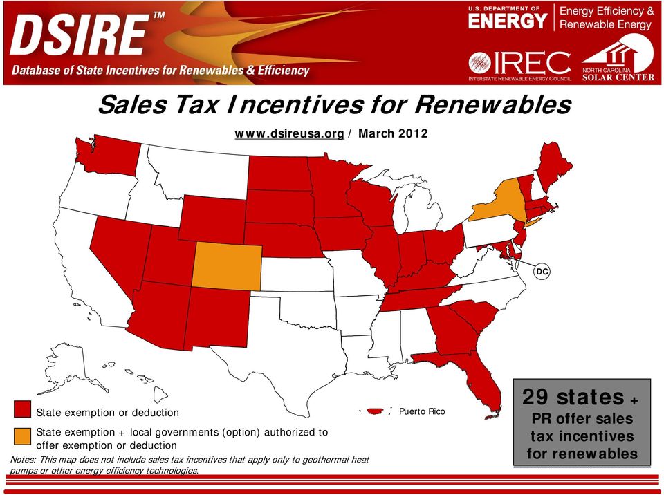 authorized to offer exemption or deduction Notes: This map does not include sales tax incentives
