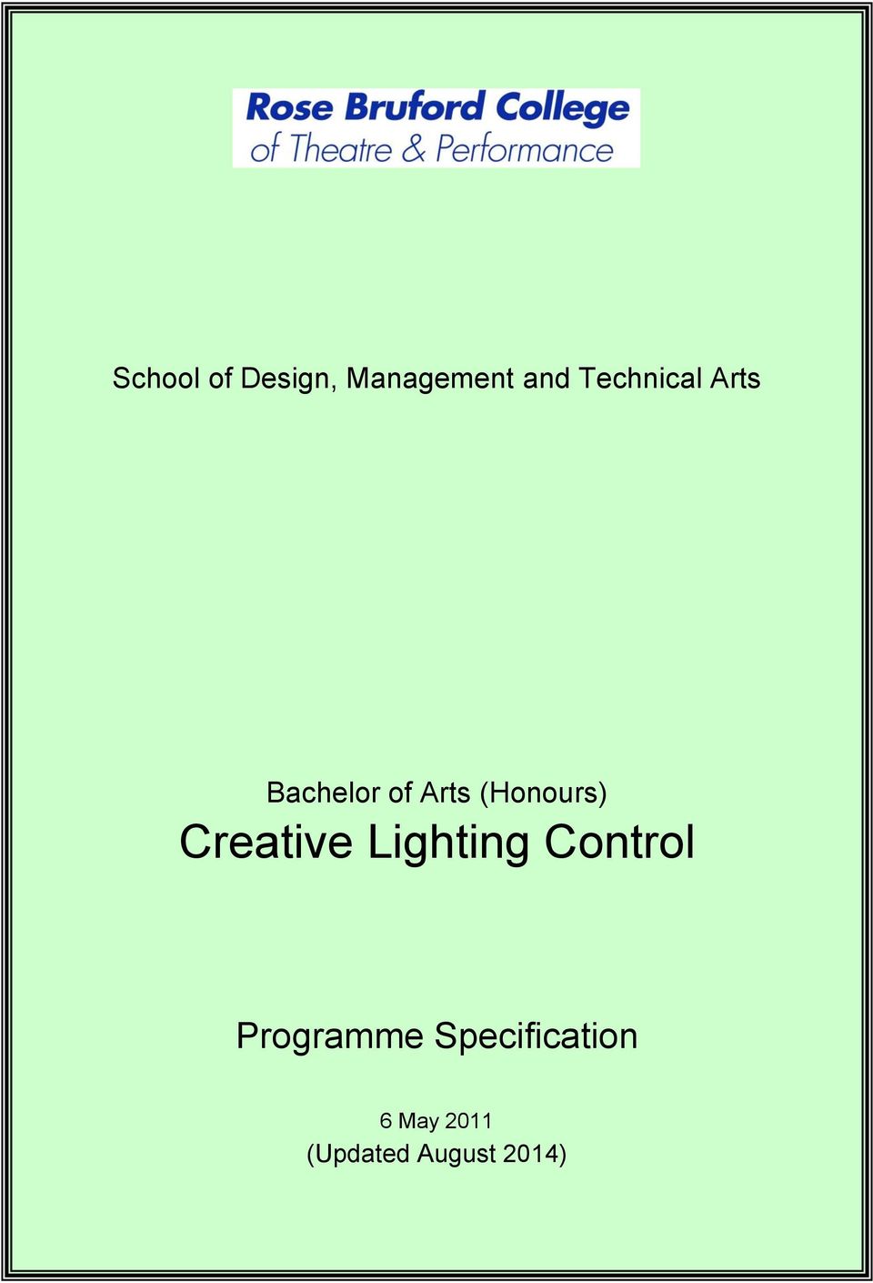 (Honours) Creative Lighting Control