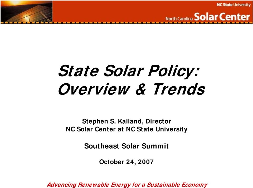 Kalland, Director NC Solar Center at