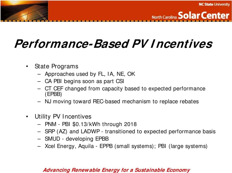 replace rebates Utility PV Incentives PNM - PBI $0.