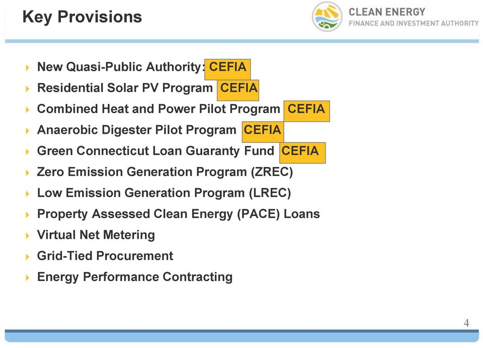 CEFIA Zero Emission Generation Program (ZREC) Low Emission Generation Program (LREC) Property