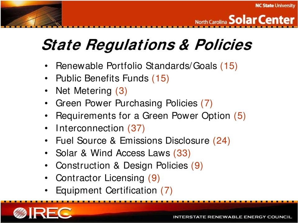 Option (5) Interconnection (37) Fuel Source & Emissions Disclosure (24) Solar & Wind Access