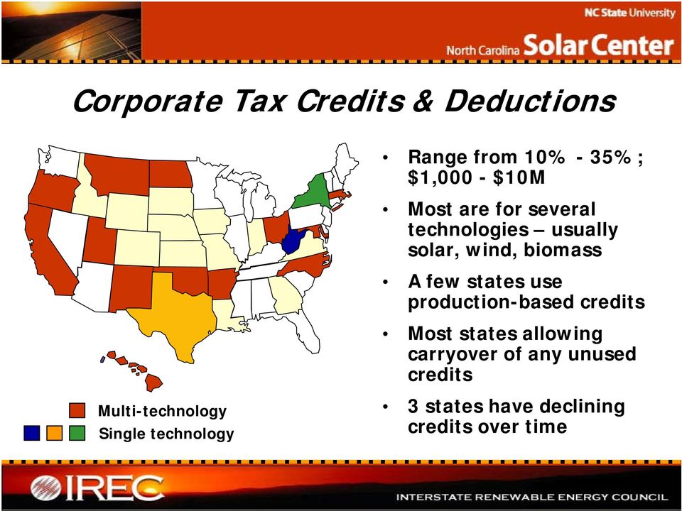 production-based credits Most states allowing carryover of any unused