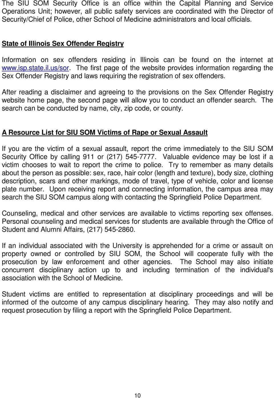 us/sor. The first page of the website provides information regarding the Sex Offender Registry and laws requiring the registration of sex offenders.