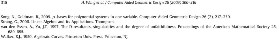 Linear Algebra and its Applications. Thompson. van den Essen, A., Yu, J.T., 1997.