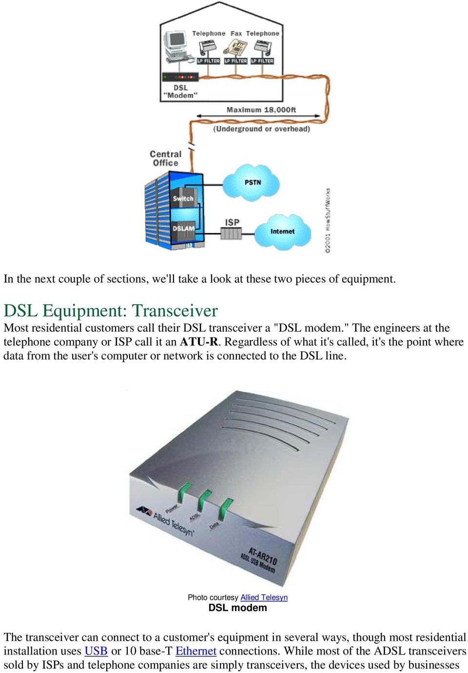 Regardless of what it's called, it's the point where data from the user's computer or network is connected to the DSL line.