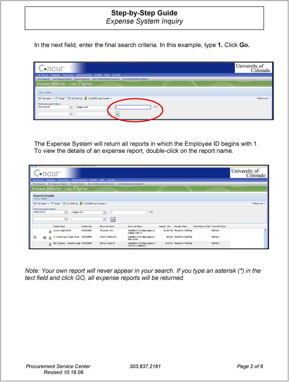 To view the details of an expense report, double-click on the report name.