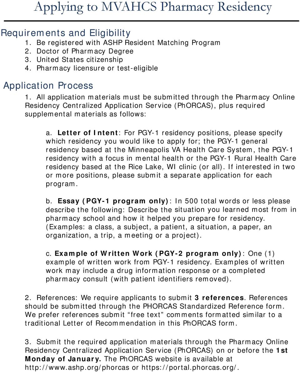 Sample Letter Of Intent Pharmacy Residency