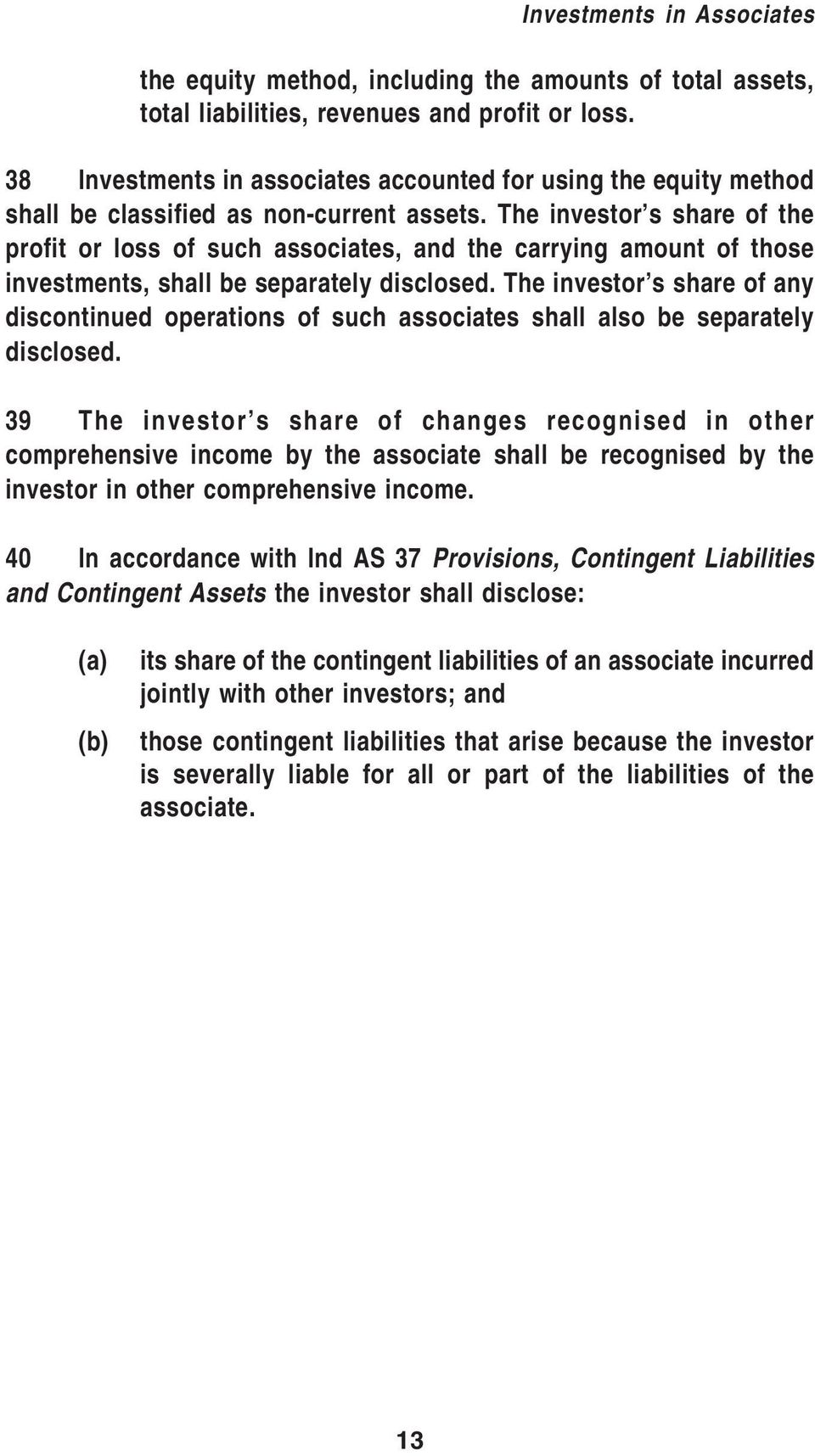 The investor s share of the profit or loss of such associates, and the carrying amount of those investments, shall be separately disclosed.